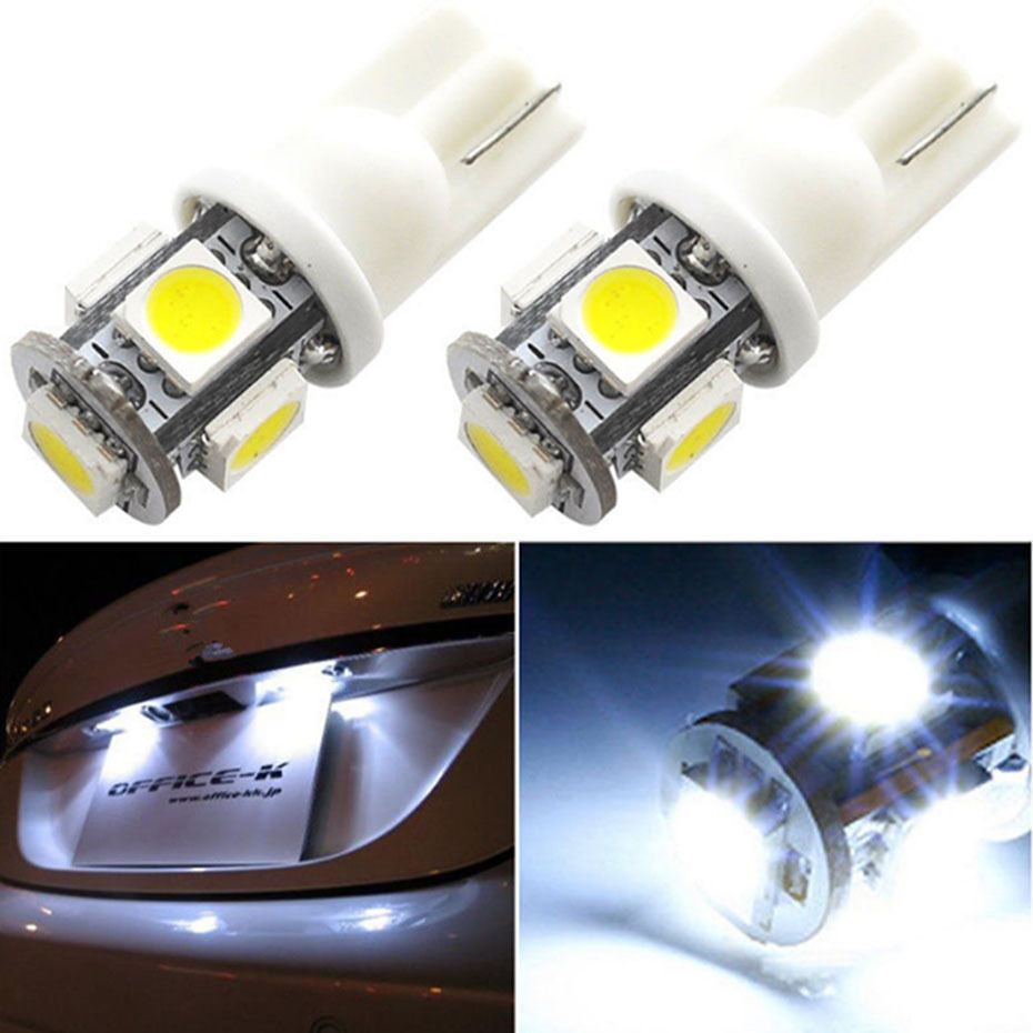 Bóng Đèn LED T10 5050 5smd 5W5 12V Gắn Biển Số Xe Hơi Xe Máy
