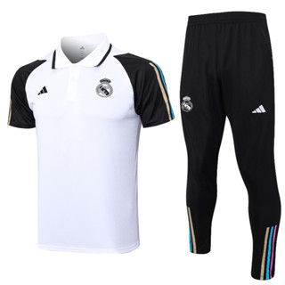 Bộ Quần Áo Bóng Đá Tay Ngắn In Logo Real Madrid 2023-24 Bằng polyester Màu Trắng Thời Trang Mùa Hè Cho Nam Tỷ Lệ 1: 1