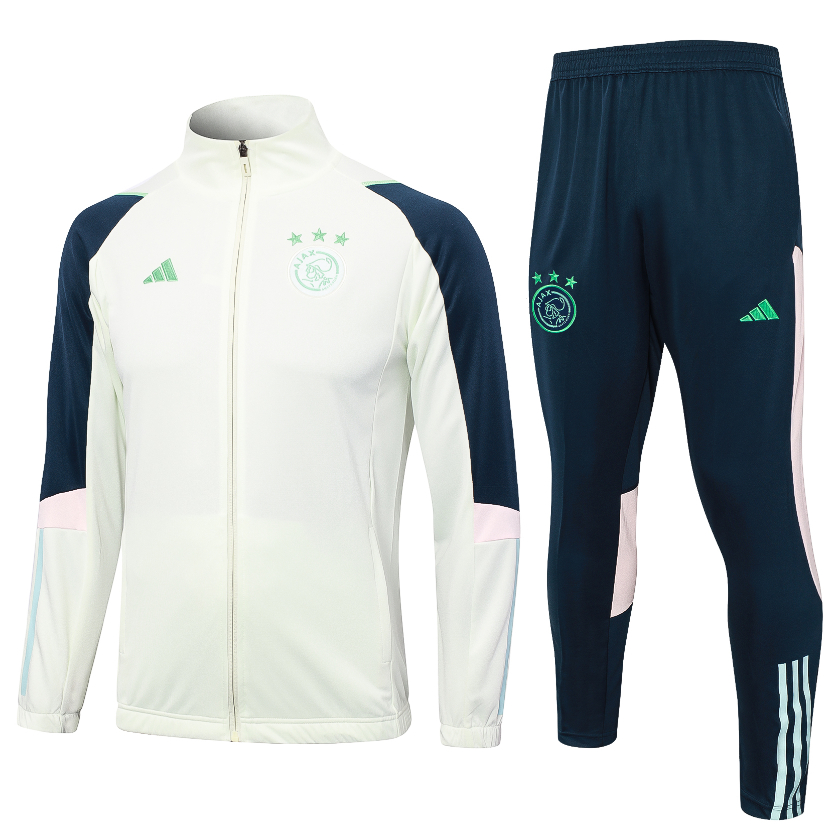 Bộ Áo Khoác Bóng Đá Dài Tay + Quần Dài Màu Xanh Nhạt Size 23-24 Ajax Thời Trang Thể Thao Cho Nam 1: 1