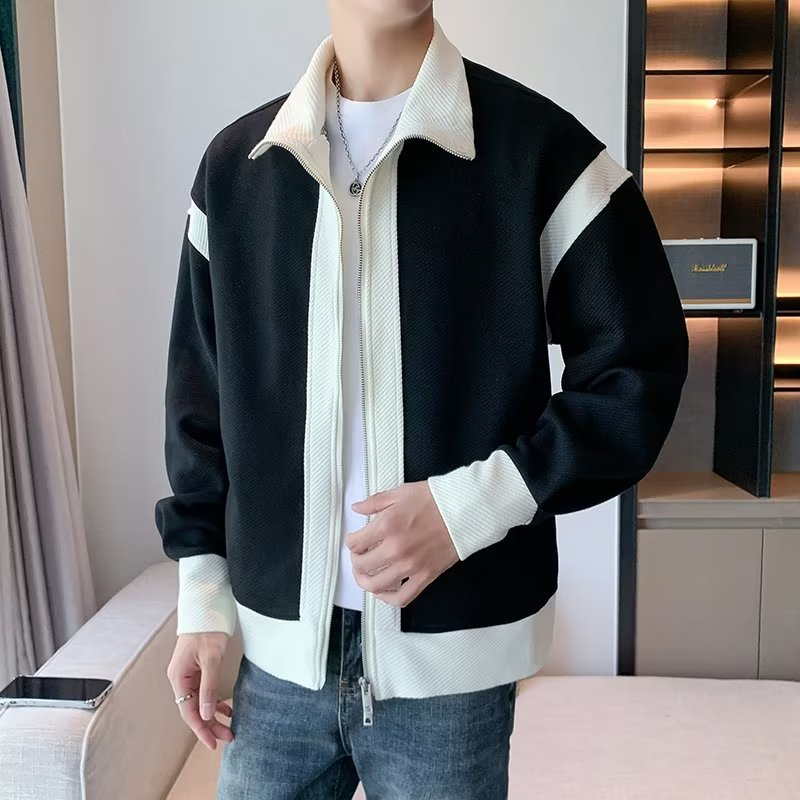 Áo khoác nam tay dài dáng rộng hai khóa kéo màu sắc đơn giản thời trang cho nam Hàn Quốc áo khoác jacket nam simple áo khoác bóng chày nam fashion top áo jacket bomber nam