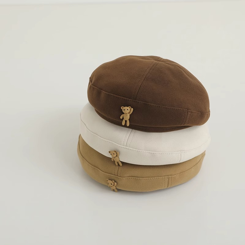 Mũ Beret Len Màu Nâu In Hoạt Hình Phong Cách Retro Nhật Bản Thời Trang Thu Đông Cho Bé