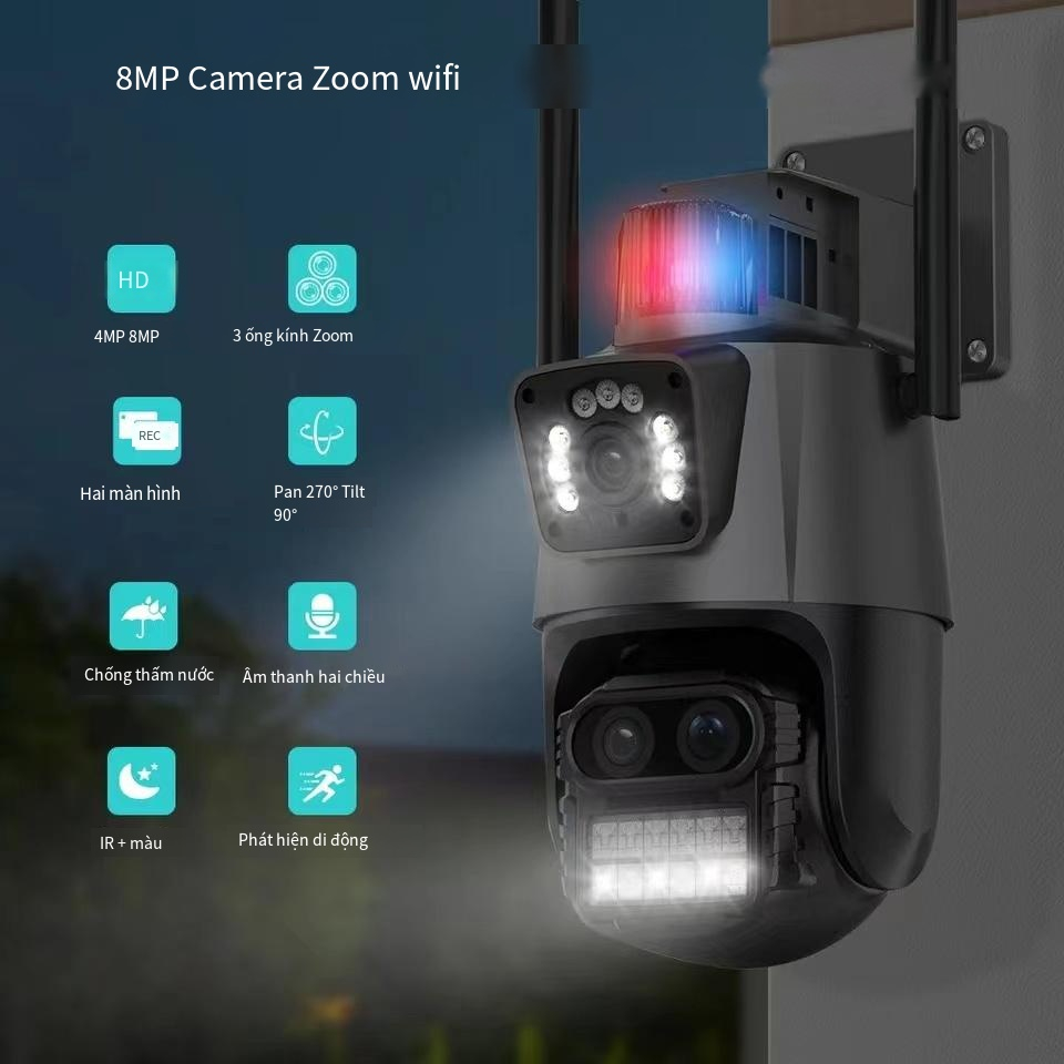 Máy Quay An Ninh 8MP HD 8X Có Thể Zoom In / Out