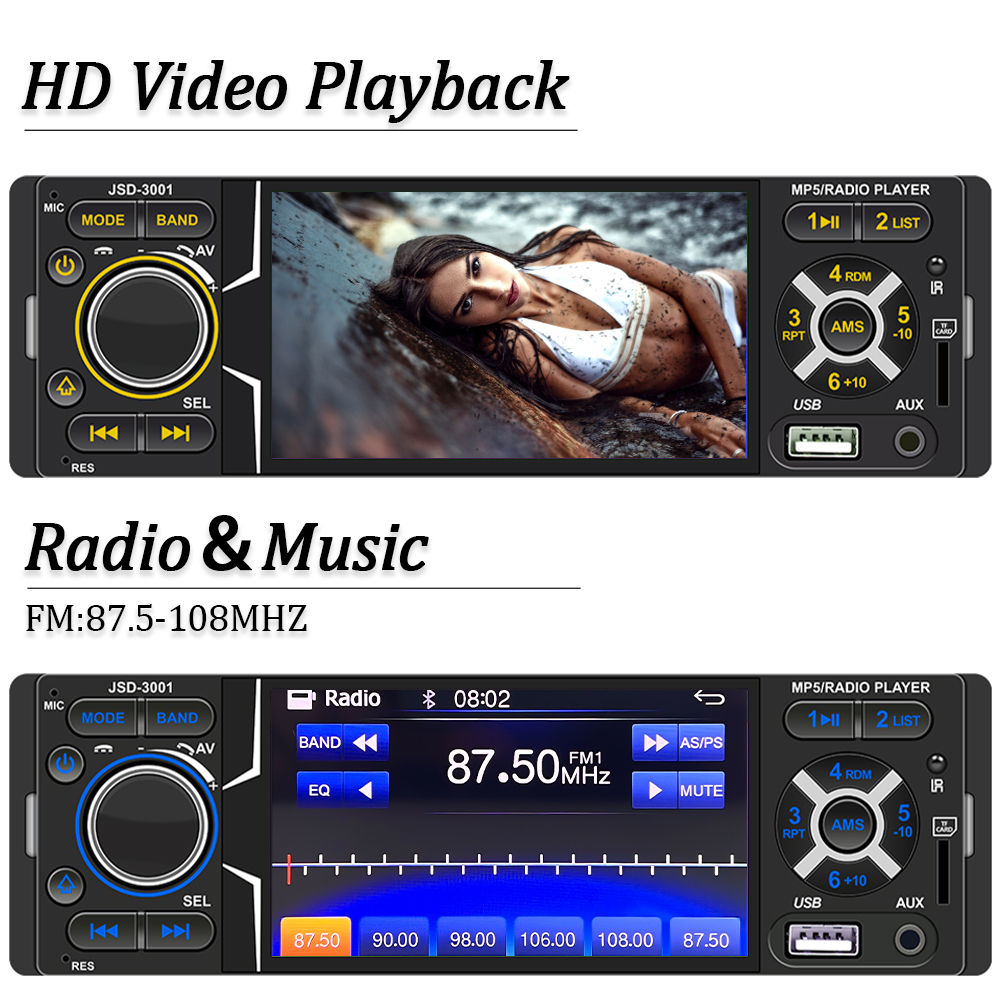 Car radio mp5 ô tô với màn hình cảm ứng âm thanh usb / aux / tf