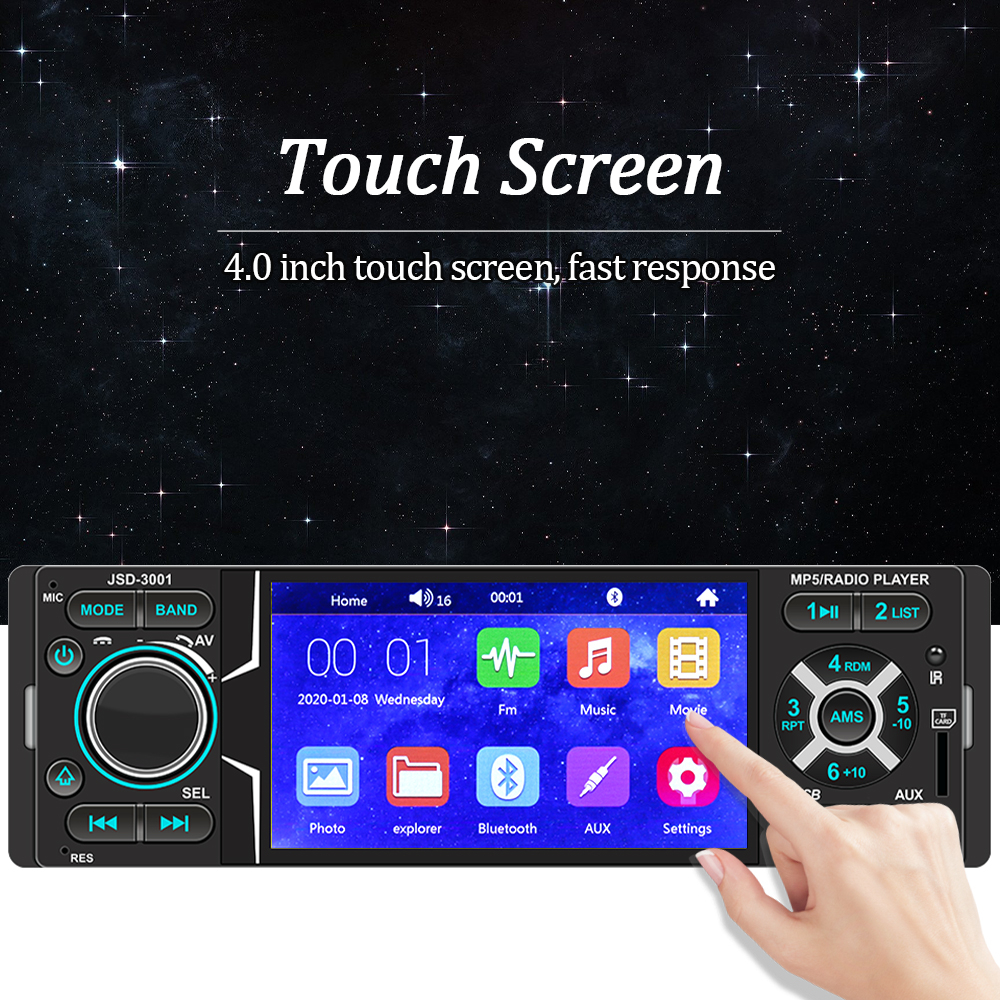 Car radio mp5 ô tô với màn hình cảm ứng âm thanh usb / aux / tf
