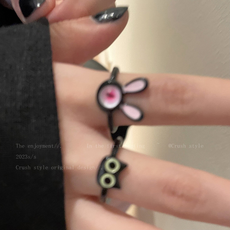 Nhẫn Hở Hình Mèo Đen Vui Nhộn Cho Cặp Đôi