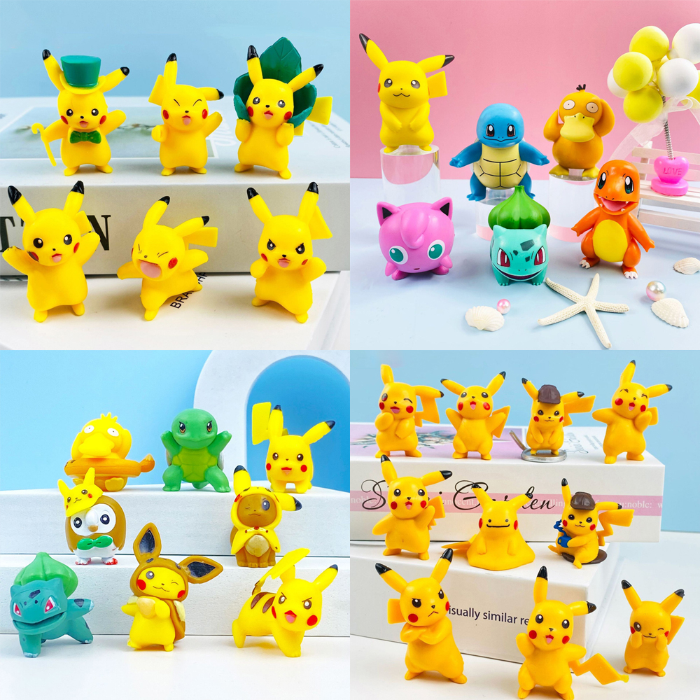 Set 6 / 8 / 10 Mô Hình Nhân Vật Phim Pokemon 3-6cm