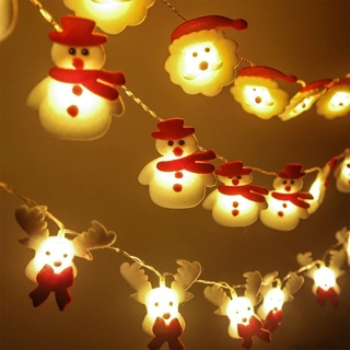 Dây Đèn LED 2M 20 Bóng Hình Ông Già Noel / Người Tuyết Trang Trí Cây Thông Giáng Sinh Năm Mới