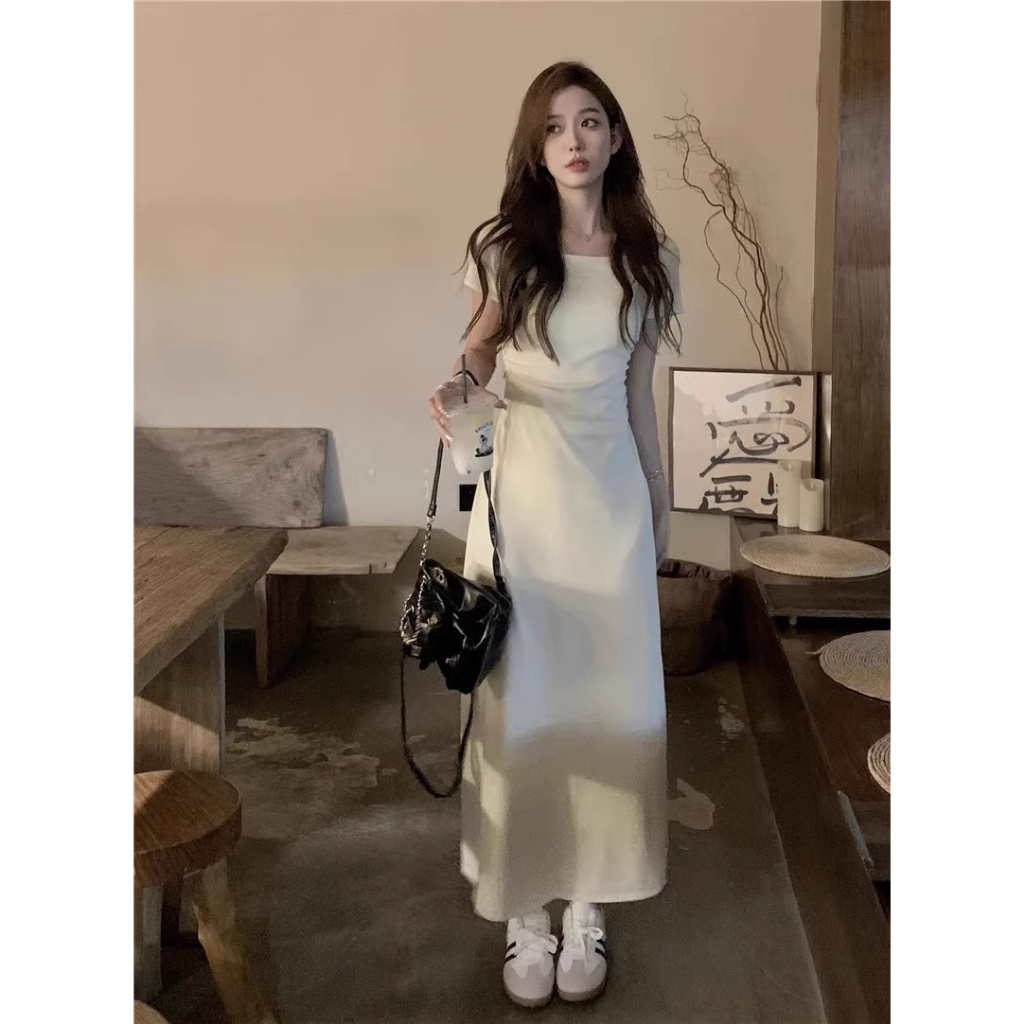 Đầm Dệt Kim Dáng Chữ A Màu Trơn Phong Cách Pháp Thời Trang Mùa Hè Cho Nữ