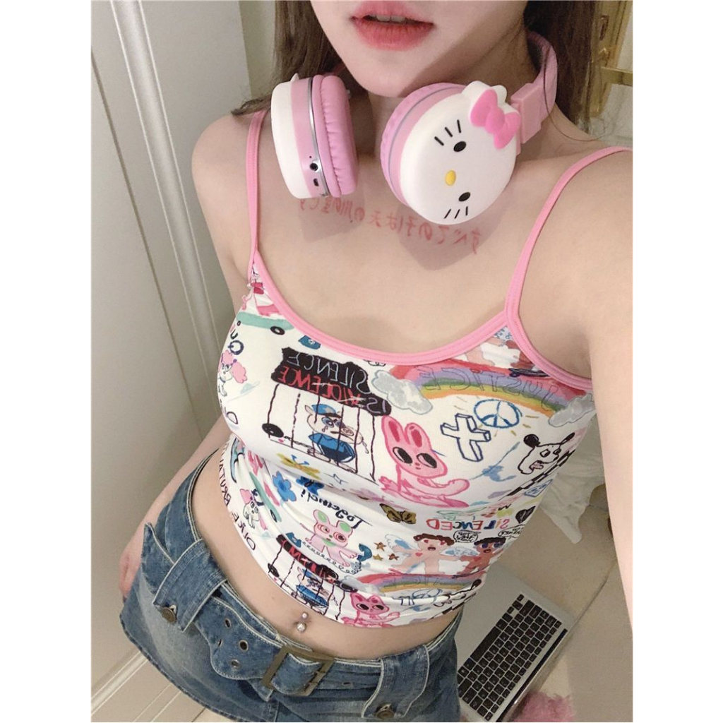 Yeya Áo Hai Dây In Họa Tiết graffiti Mùa Hè Dành Cho Nữ