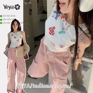 Áo Thun Mỏng Không Tay Cài Nút Thêu Hình Bướm Nhiều Màu Dễ Thương Thời Trang Mùa Hè Cho Bạn Gái