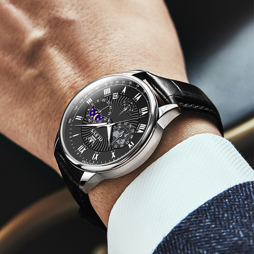 OLEVS Đồng hồ nam chính hãng Dây da chống nước phát 2893