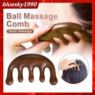 Lược gỗ đàn hương mát xa da đầu dành cho cả nam và nữ tặng kèm túi gấm cao cấp lược massage đả thông kinh lạc