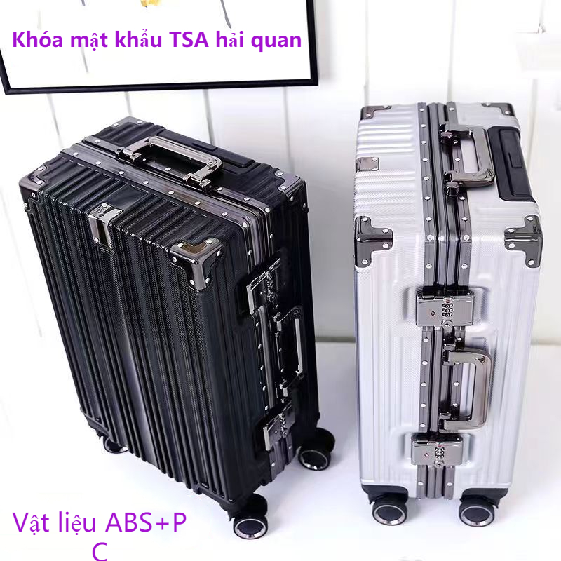 【Hành lý cao cấp】Vali du lịch có bánh xe có móc khóa mật khẩu bằng nhôm chống trượt chống trầy 20-26-inch thông dụng
