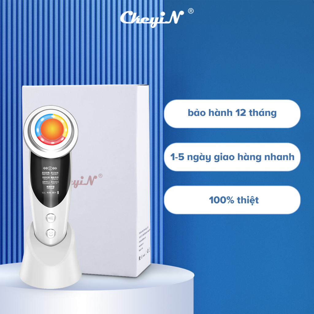Máy massage mặt CkeyiN MR528 7 trong 1 có đèn LED cải thiện quầng thâm nếp nhăn nâng cơ da