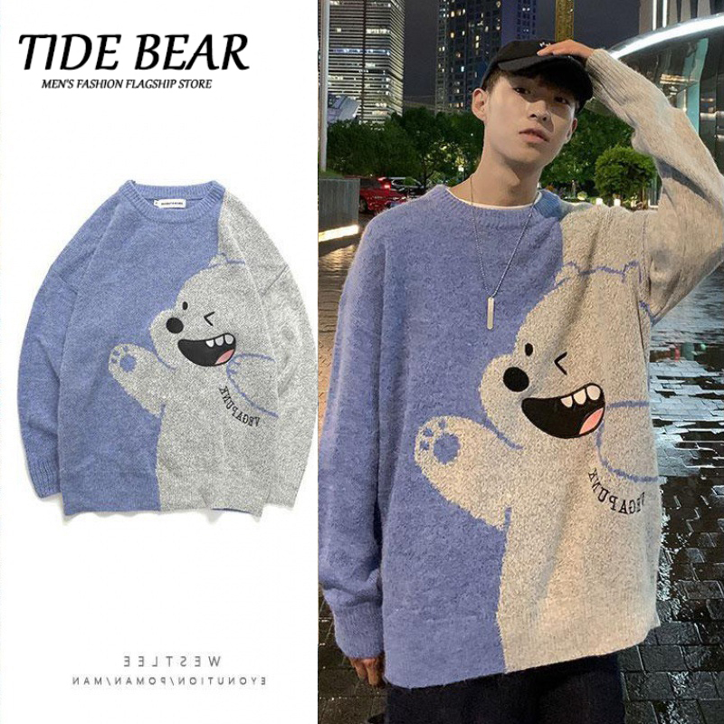 Áo sweater Cổ Tròn Dáng Rộng Dày Dặn Ấm Áp Thời Trang Mùa Đông Phong Cách Hàn Quốc Cho Nam