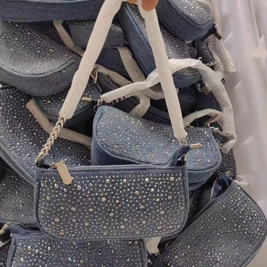 Túi Đeo Vai Denim Đính Đá Lấp Lánh Phong Cách Retro Mới 2023 Y2K
