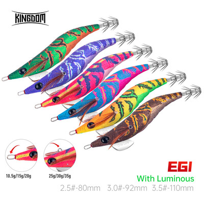 Mồi Câu Cá Kingdom EGI SHRIMPER 80mm / 92mm / 110mm 10.5g / 15g / 20g / 25g / 30g Mực Mồi Vải Eking Dụ Chìm Mực Jig Tôm Dạ Quang Mực Mồi Wobblers