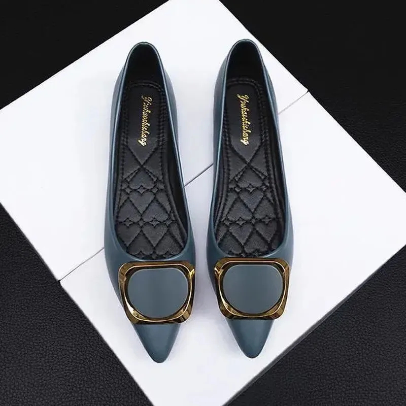 Giày Búp Bê Da Mềm Mũi Nhọn Size 34-48 Phong Cách Công Sở Cho Nữ