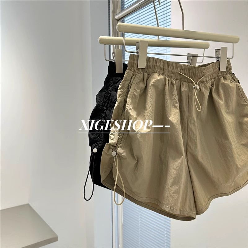 Xiaozhainv Quần Short Lưng Cao Ống Rộng Phối Dây Rút Phong Cách Vintage Thời Trang Mùa Hè Cho Nữ