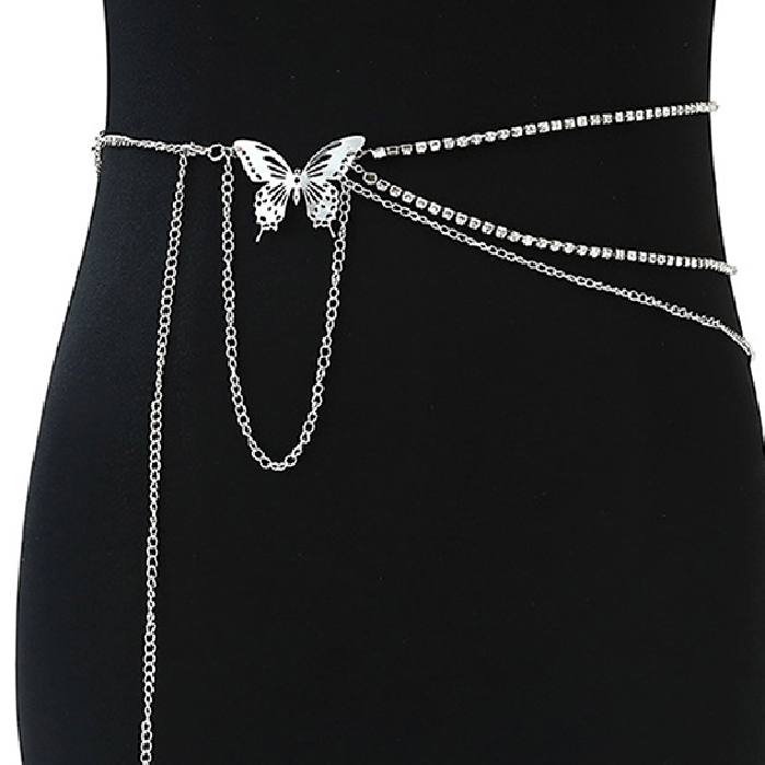 Thắt lưng GJCUTE nhiều lớp đính đá hình bướm phong cách retro gợi cảm cho nữ