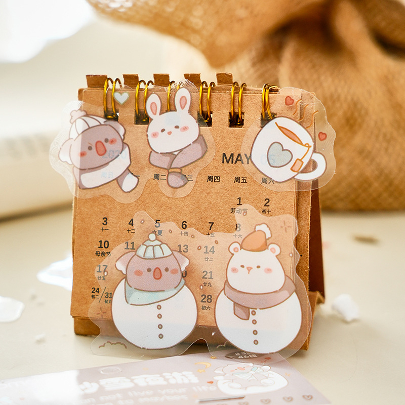 Bộ 46 Miếng Dán PET Chống Nước Hình Thú Hoạt Hình Dễ Thương Trang Trí Sổ Tay / Nhật Ký DIY