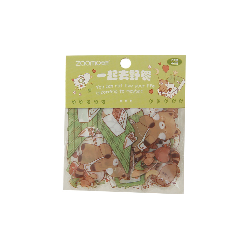 Bộ 46 Miếng Dán PET Chống Nước Hình Thú Hoạt Hình Dễ Thương Trang Trí Sổ Tay / Nhật Ký DIY