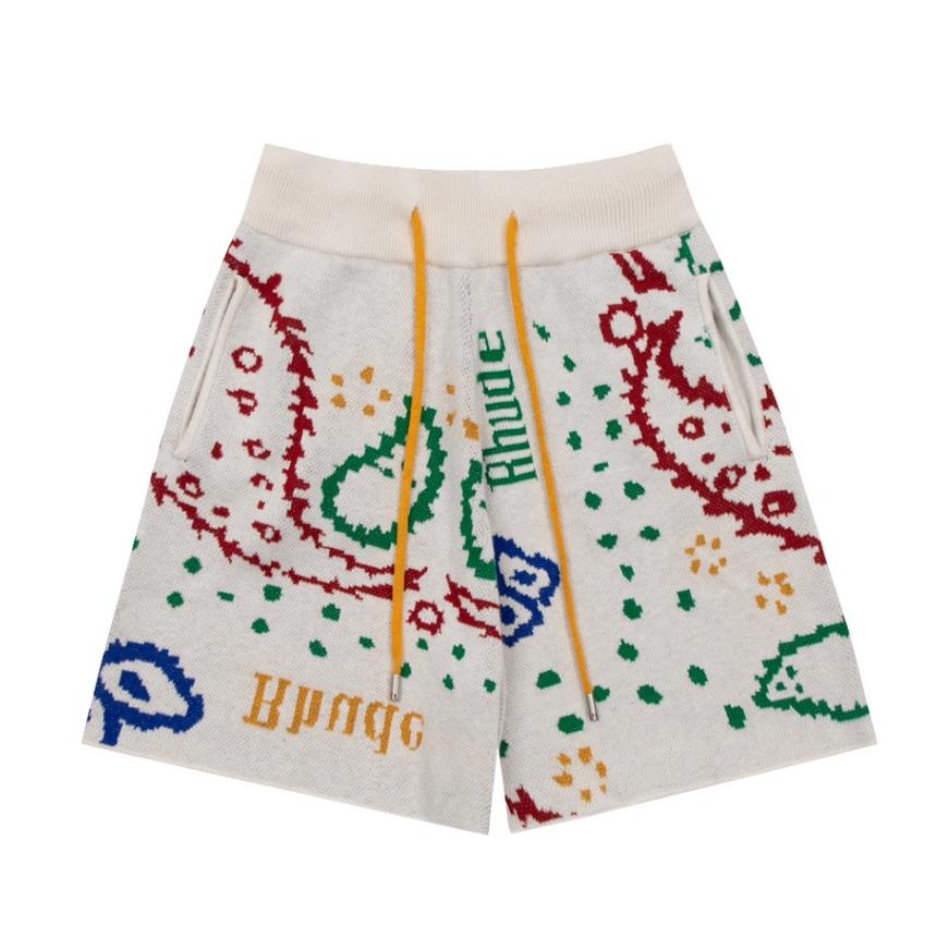 Quần Short Dệt Hoa RHUDE Dáng Rộng Nhiều Màu Sắc Thời Trang Đường Phố Cao Cấp Cho Nam