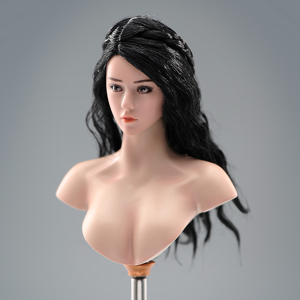 Đầu Búp Bê Nữ Màu Đen PL2022-190B Tỉ Lệ 1 / 6 12inch