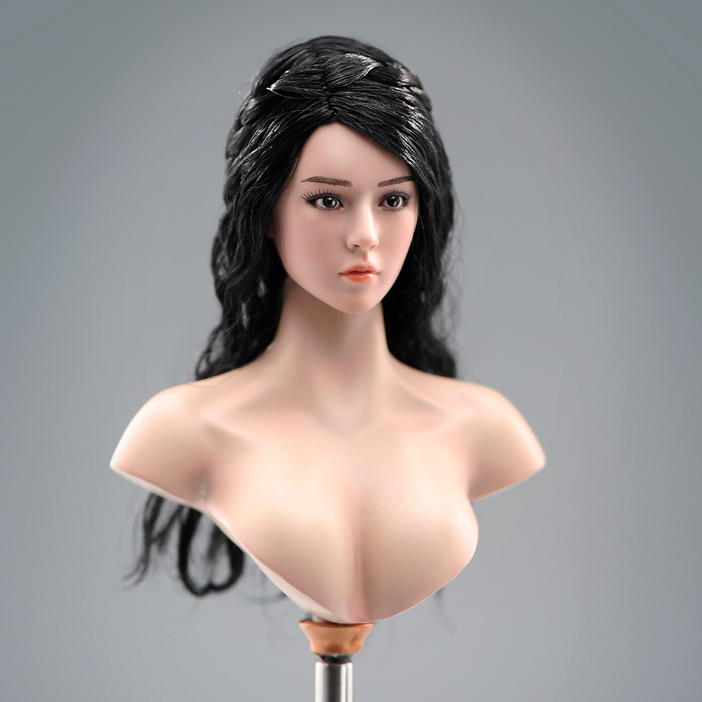 Đầu Búp Bê Nữ Màu Đen PL2022-190B Tỉ Lệ 1 / 6 12inch