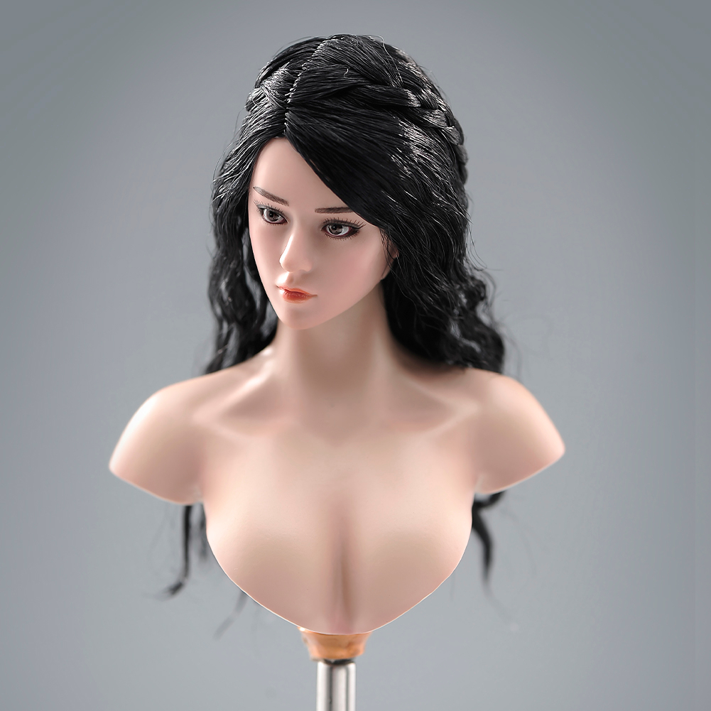 Đầu Búp Bê Nữ Màu Đen PL2022-190B Tỉ Lệ 1 / 6 12inch