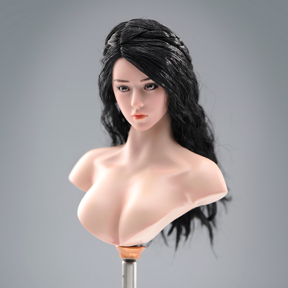 Đầu Búp Bê Nữ Màu Đen PL2022-190B Tỉ Lệ 1 / 6 12inch