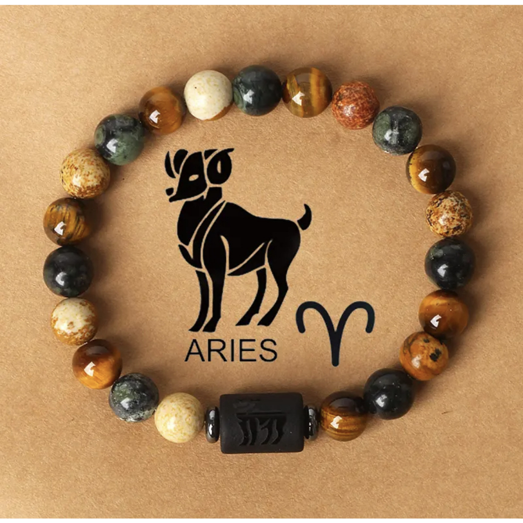 Vòng Tay Chuỗi Hạt Đá Obsidian 12 Cung Hoàng Đạo Thời Trang Cho Nam Và Nữ