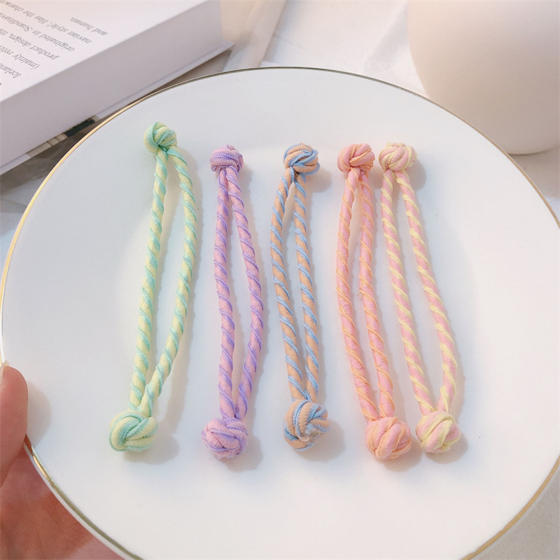 Dây Buộc Tóc Cao Su Co Giãn Hai Lớp Thắt Nút Màu Macaron Phong Cách Trung Hoa Dễ Thương