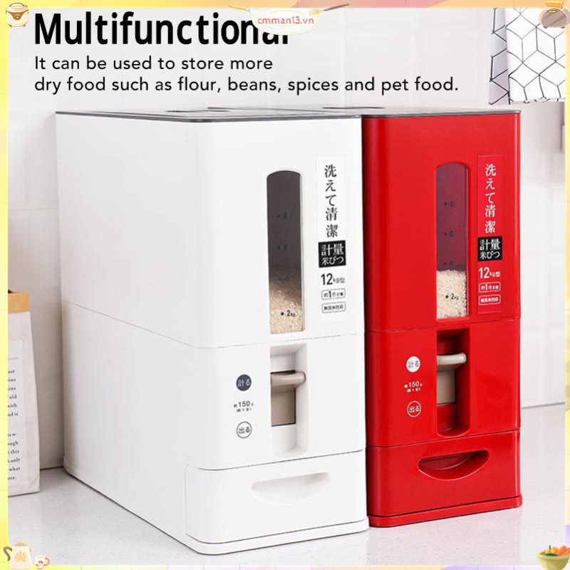 Best cook Thùng đựng gạo tự động 12kg Loại ngăn kéo thông minh có thể đo được cho hạt ngũ cốc cmman13.vn