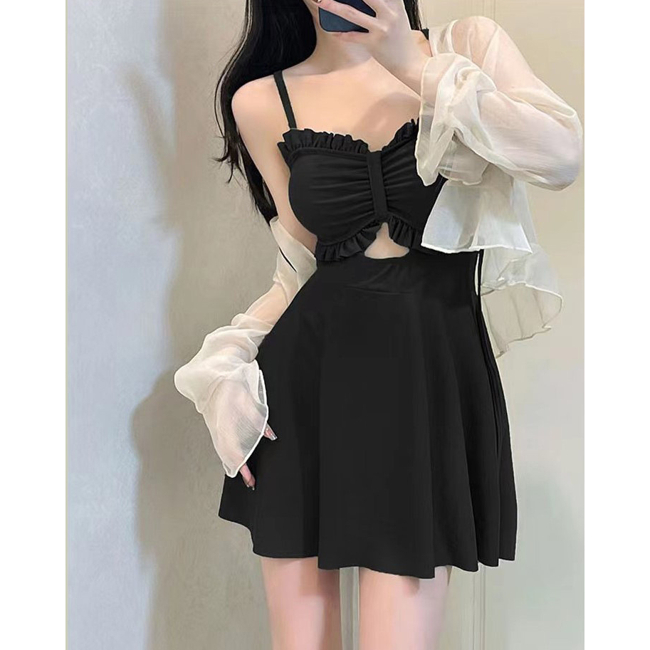 Bộ Đồ Bơi 2 Mảnh Áo Tay Dài Chống Nắng Kèm Vỏ Ngoài K270