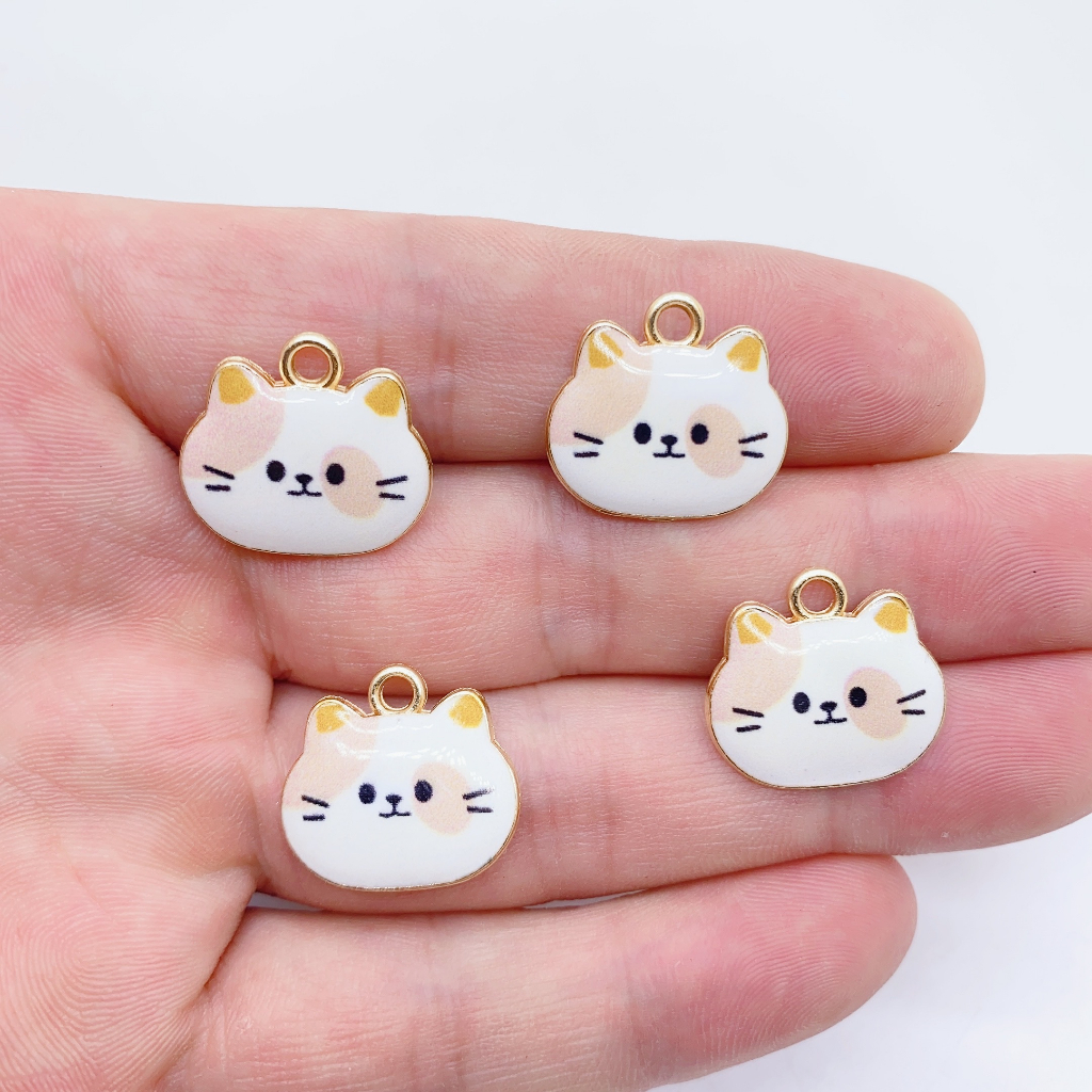 Set 4 Mặt Vòng cổ Hình Mèo Hoạt Hình Nhiều Màu Sắc Dễ Thương