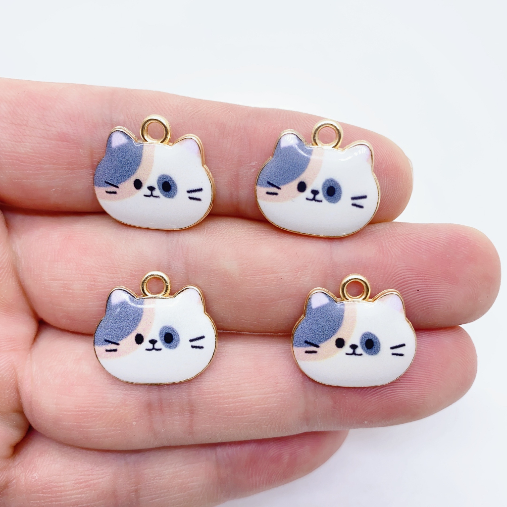 Set 4 Mặt Vòng cổ Hình Mèo Hoạt Hình Nhiều Màu Sắc Dễ Thương