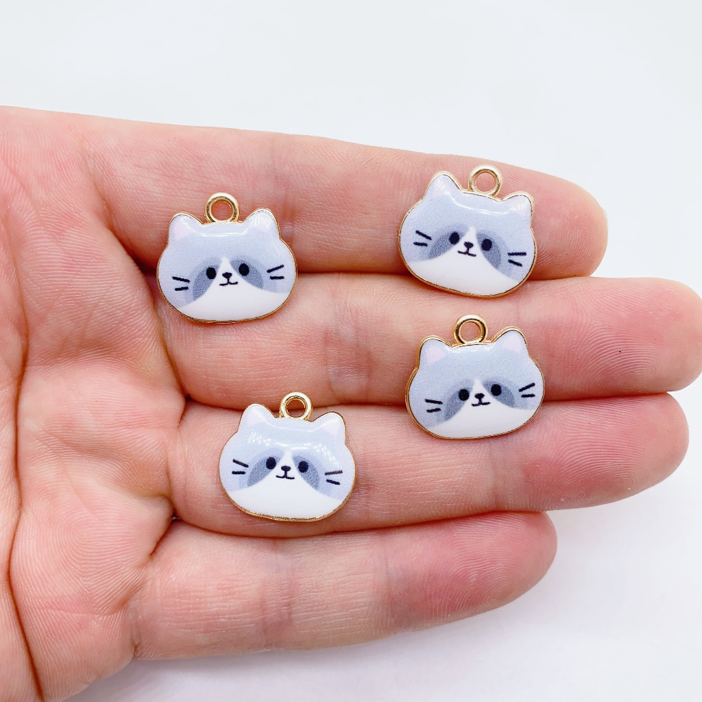 Set 4 Mặt Vòng cổ Hình Mèo Hoạt Hình Nhiều Màu Sắc Dễ Thương