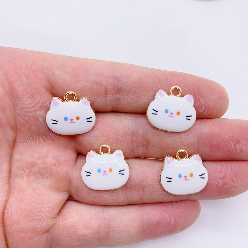 Set 4 Mặt Vòng cổ Hình Mèo Hoạt Hình Nhiều Màu Sắc Dễ Thương