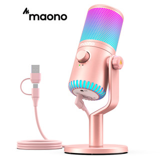 Micro Thu Âm MAONO DM30 RGB hồng USB Hồng Microphone RGB Cho livestream PC Điện Thoại