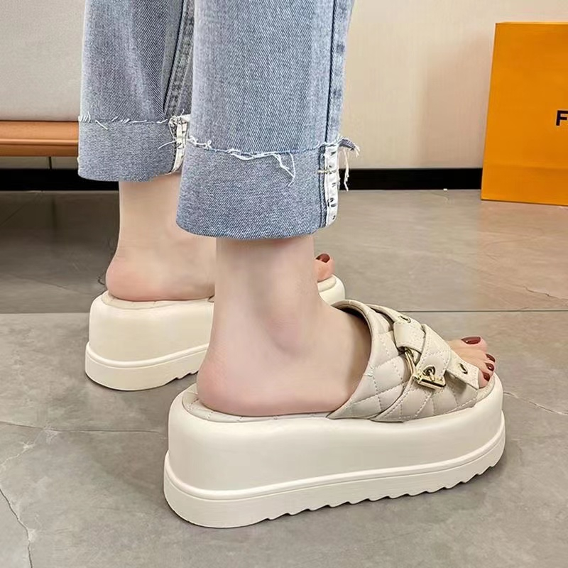 Dép lê mùa hè nữ thời trang phối màu đế dày