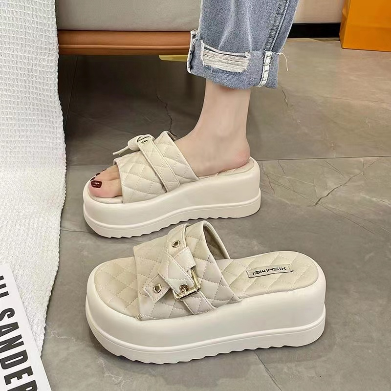 Dép lê mùa hè nữ thời trang phối màu đế dày