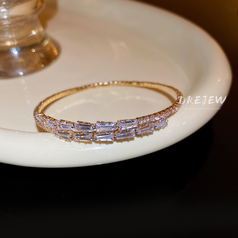 Drejew Vòng Tay Hở Hình Rắn Đính Đá zircon Kiểu Hàn Quốc Cá Tính Thời Trang