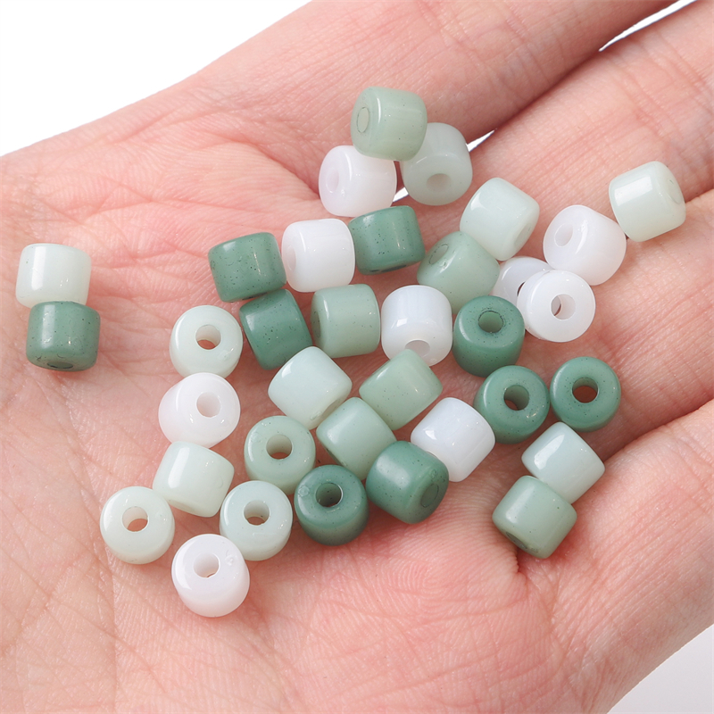 Beadia Hạt Xâu Làm Trang Sức Hình Trụ Bằng Acrylic 100 Cái 6x5mm