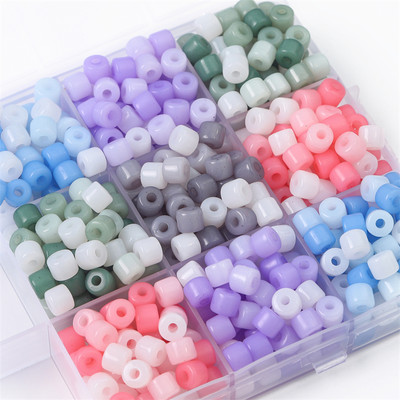 Beadia Hạt Xâu Làm Trang Sức Hình Trụ Bằng Acrylic 100 Cái 6x5mm