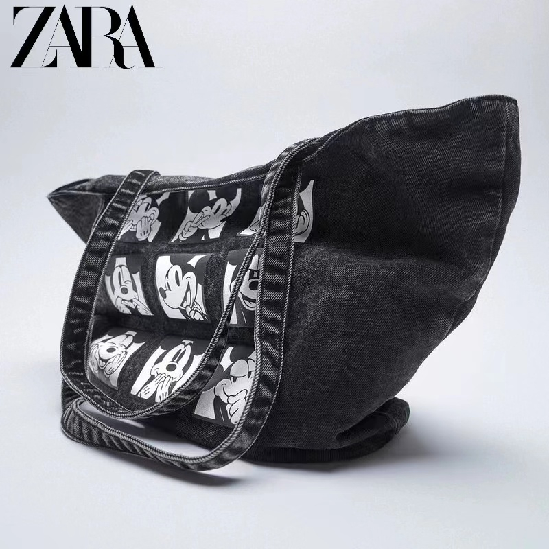 Zara Túi Xách tote Vải denim Cỡ Lớn Thời Trang Cá Tính 2023