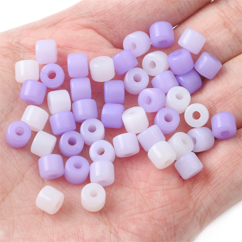 Beadia Hạt Xâu Làm Trang Sức Hình Trụ Bằng Acrylic 100 Cái 6x5mm