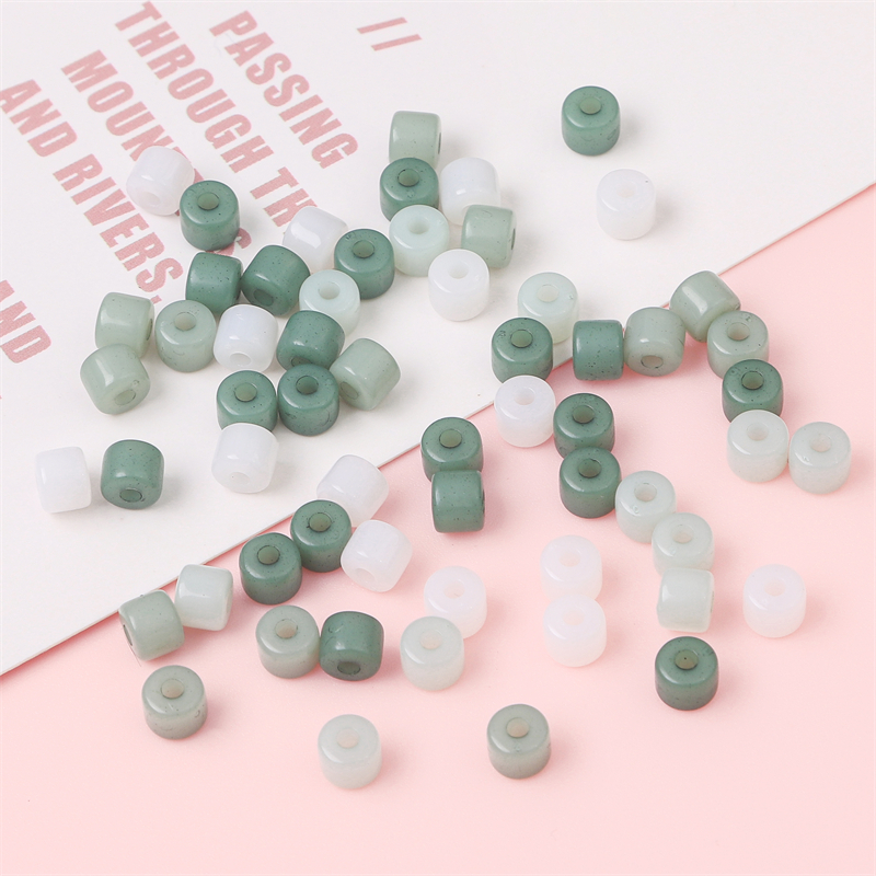 Beadia Hạt Xâu Làm Trang Sức Hình Trụ Bằng Acrylic 100 Cái 6x5mm