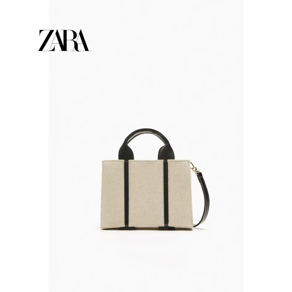 Zara Túi Xách canvas mini Màu Trắng Đen Thời Trang Cho Nữ 6334110 800