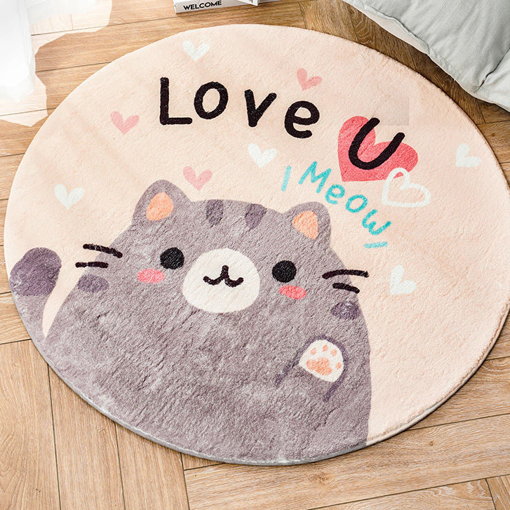 Thảm Tròn Lót Sàn Phòng Ngủ In Hoạt Hình Dễ Thương